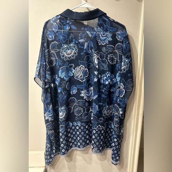 Adrianna Papell Blouse  Blue/ Gray  Size L - Picture 2 of 8